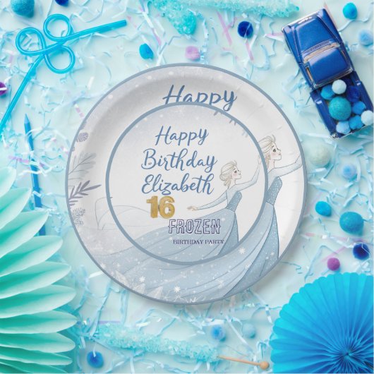 Assiettes En Carton Disney's Frozen Elsa Birthday personalize name Pap (Fête)