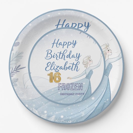 Assiettes En Carton Disney's Frozen Elsa Birthday personalize name Pap (Devant)