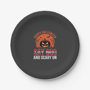 Assiettes En Carton Disons Boo Citrouille Halloween Design_1