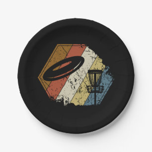 Assiettes En Carton Disque Golf Panier Rétro