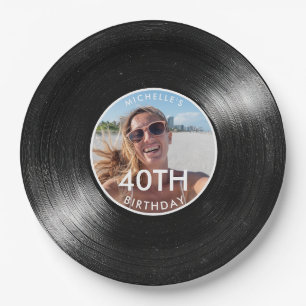 Assiettes En Carton Disque vinyle papier photo 40e anniversaire