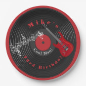 Assiettes En Carton Disque vinyle rétro anniversaire musique rock guit (Devant)