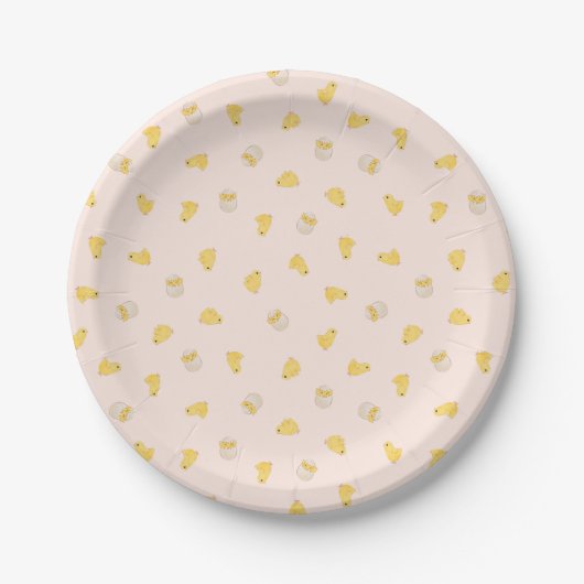 Assiettes En Carton Ditsy Chicks (Misty Rose) - Joli Motif d'oiseaux (Devant)