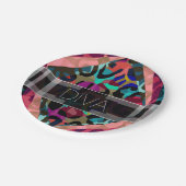 Assiettes En Carton Diva de guépard d'arc-en-ciel (Angle)