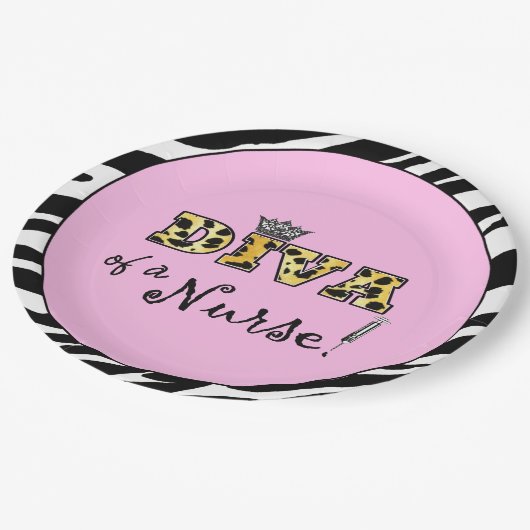 Assiettes En Carton "DIVA d'une infirmière !" (Angle)