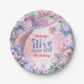 Assiettes En Carton Dive into Five Flower Glitter Mermaid Tail (Devant)