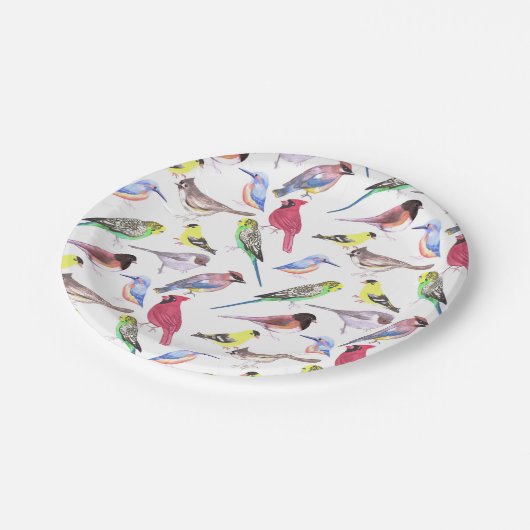 Assiettes En Carton Divers oiseaux en aquarelle - adorables oiseaux de (Angle)