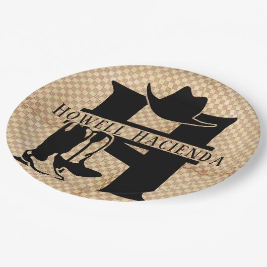 Assiettes En Carton Diviser le monogramme de cowboy 'H' (Angle)
