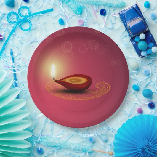 Assiettes En Carton Diwali Diya - Plaque papier (Fête)