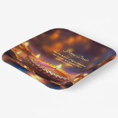 Assiettes En Carton Diwali Orange Brown Lampe dorée Diyas (Angulaire)