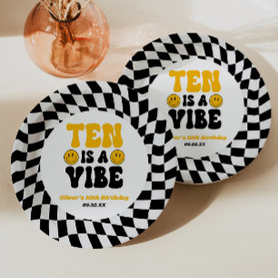 Assiettes En Carton Dix Est Une Vibes Rétro Dixième 10ème Anniversaire