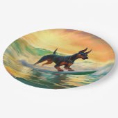 Assiettes En Carton Doberman Beach Surf Peinture (Angle)