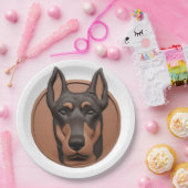 Assiettes En Carton Doberman Chien 3D inspiré (Fête)