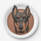 Assiettes En Carton Doberman Chien 3D inspiré (Devant)