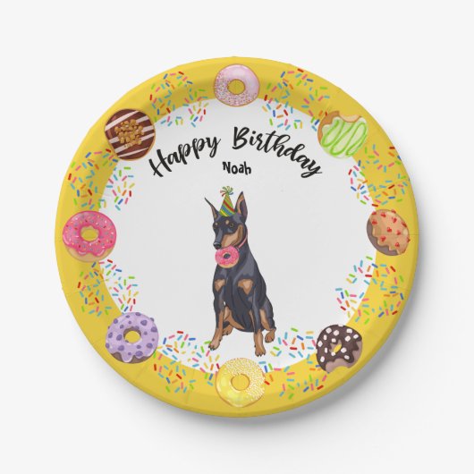 Assiettes En Carton Doberman Doberman Birthday Party Plaque papier (Devant)