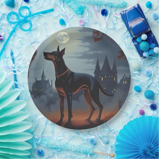 Assiettes En Carton Doberman Halloween effraie (Fête)