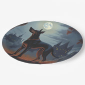 Assiettes En Carton Doberman Halloween effraie (Angle)