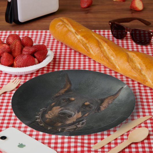 Assiettes En Carton Doberman Pinscher (Pique-nique)