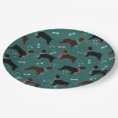 Assiettes En Carton Dobermans rouges et noirs dans Scarves Motif d'hiv (Angle)