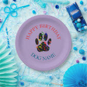 Assiettes En Carton Dog Birthday Party Custom Purple (Fête)