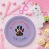 Assiettes En Carton Dog Birthday Party Custom Purple (Fête)