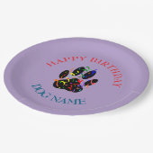 Assiettes En Carton Dog Birthday Party Custom Purple (Angle)