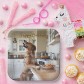 Assiettes En Carton Dog Sneaking Food (Fête)