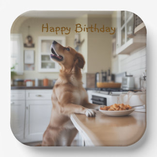 Assiettes En Carton Dog Sneaking Food