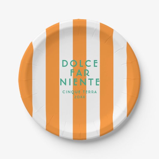 Assiettes En Carton Dolce Far Niente Cinque Terra Orange Cabana Stripe (Devant)
