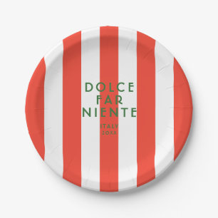 Assiettes En Carton Dolce Far Niente Italie Red Cabana Stripes