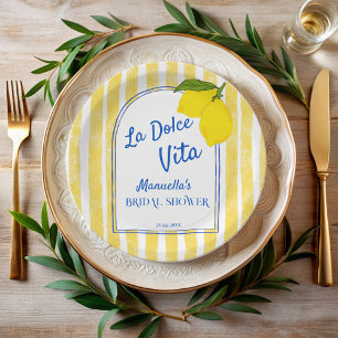 Assiettes En Carton Dolce vita jaune citrons italien douche nuptiale
