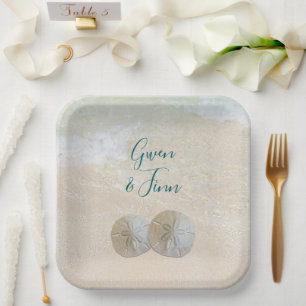 Assiettes En Carton Dollar de Sable Bord de Mer Mariage