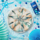 Assiettes En Carton Dollar de Sable Océan Éclaboussure Aquarelle Maria (Fête)