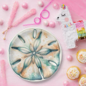 Assiettes En Carton Dollar de Sable Océan Éclaboussure Aquarelle Maria (Fête)