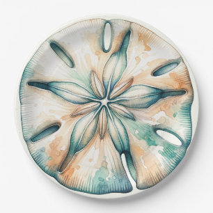Assiettes En Carton Dollar de Sable Océan Éclaboussure Aquarelle Maria