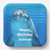 Assiettes En Carton Dolphin Birthday Backyard Pool Party (Recto)