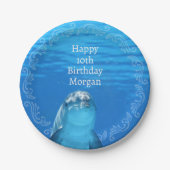 Assiettes En Carton Dolphin Blue Ocean 10e fête d'anniversaire (Devant)