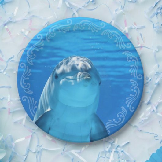 Assiettes En Carton Dolphin Blue Ocean Anniversaire