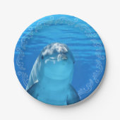 Assiettes En Carton Dolphin Blue Ocean Anniversaire (Devant)