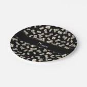 Assiettes En Carton Dominos noirs nommés personnalisés (Angle)