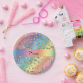 Assiettes En Carton Dominos nommés personnalisés d'arc-en-ciel (Fête)