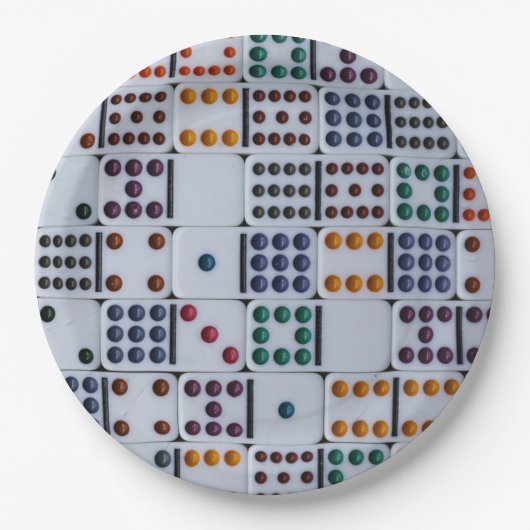 Assiettes En Carton Dominos Numéros Jeu (Devant)