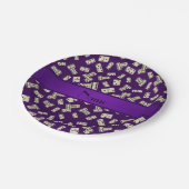 Assiettes En Carton Dominos pourpres nommés personnalisés (Angle)