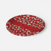 Assiettes En Carton Dominos rouges nommés personnalisés (Angle)