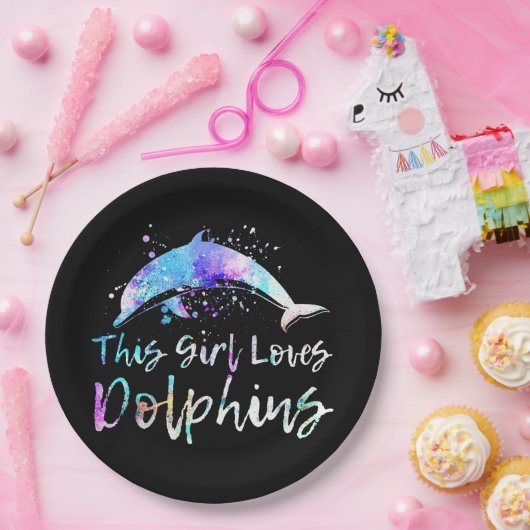 Assiettes En Carton don amant dauphin cette fille aime les dauphins (Fête)