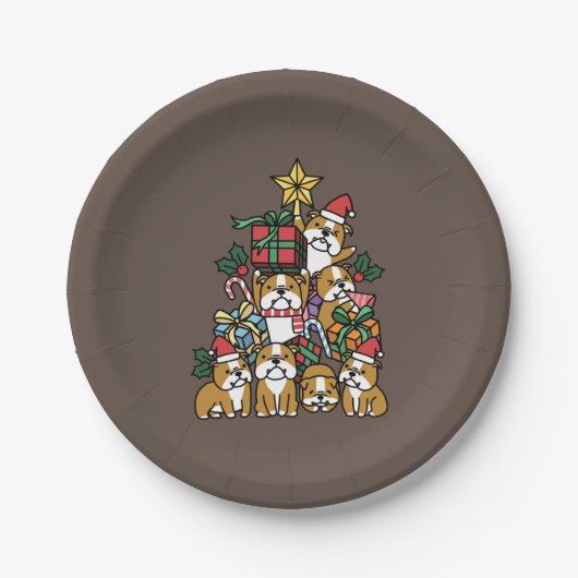 Assiettes En Carton Don de chien | Christmas Tree English Chien de tau (Devant)