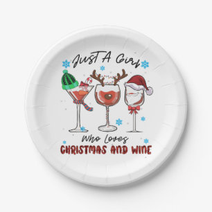 Assiettes En Carton Don De Noël Juste Une Fille Qui Aime Noël Et Vin