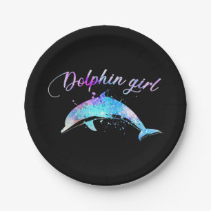 Assiettes En Carton Don Dolphin Lover Galaxy Dolphin Girl