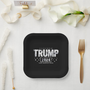 Assiettes En Carton Donald Trump 2024 Reprenez l'Amérique Élection