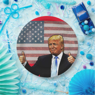 ASSIETTES EN CARTON DONALD TRUMP 4 JUILLET PLAQUES DE PAPIER DU PARTI